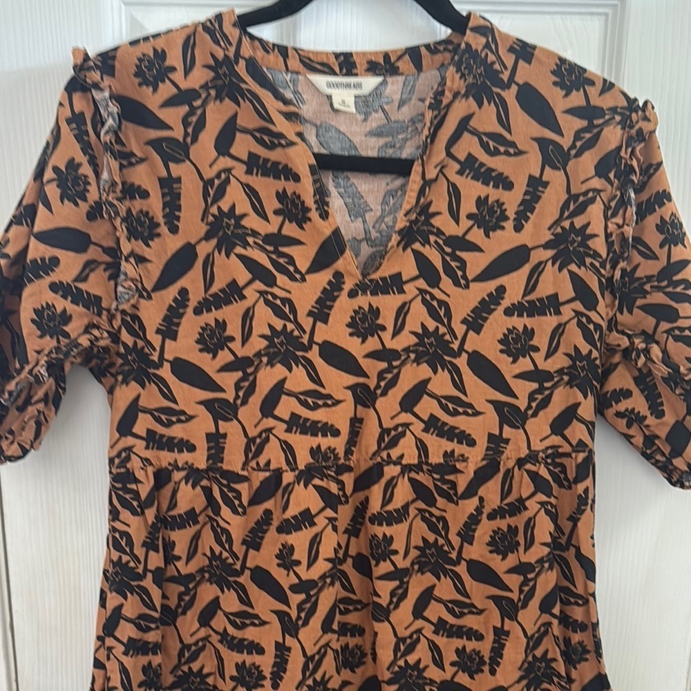 Good Thread Brown and Gold A-line Mini Dress - Picture 2 of 6